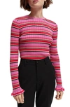 Scotch & Soda Stripe Ribbed Sweater In Cone Flower
