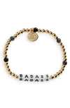 Little Words Project Badass Beaded Stretch Bracelet In Gold/ Snowflake Obsidian