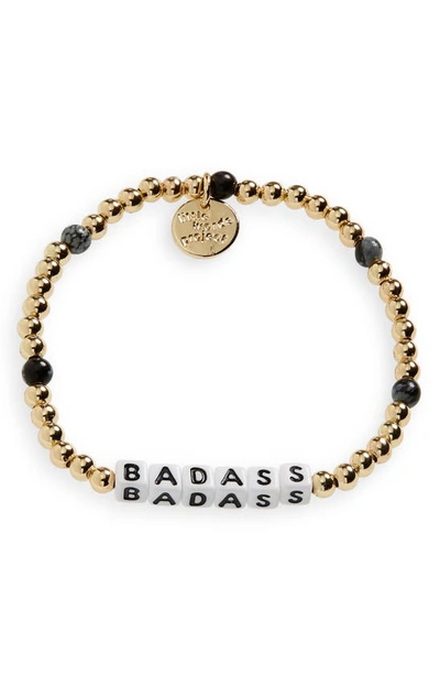 Little Words Project Badass Beaded Stretch Bracelet In Gold/ Snowflake Obsidian