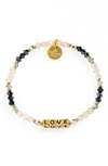 Little Words Project Love Beaded Stretch Bracelet In Gold/ Black/ Pink