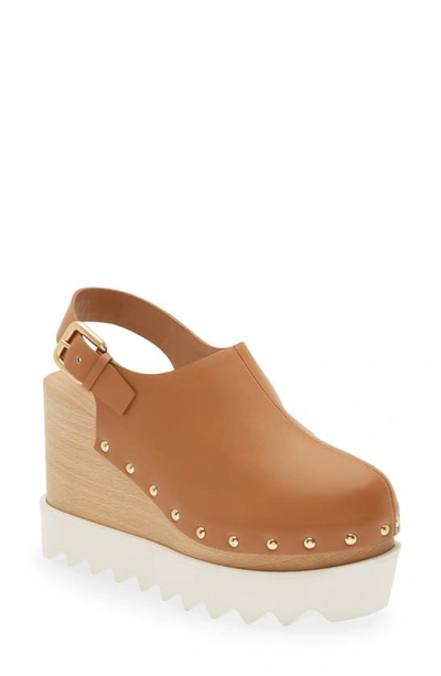 Stella Mccartney Elyse Studded Vegan-leather Platform Clogs In Cuoio