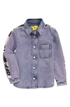 Off-white Little Girl's & Girl's Logo Band Denim Shirt In Pink Black