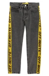 Off-white Gray Jeans For Boy With Black Logo In Dark Grey Yellow