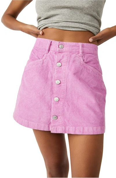 Free People Ray Cotton Corduroy Miniskirt In Pink Frosting