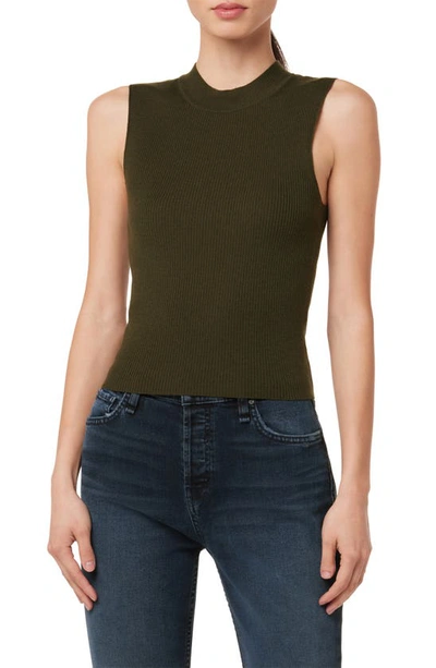 Hudson Mock Neck Wool Sleeveless Sweater In Green