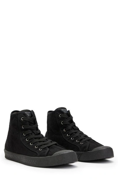 Allsaints Max High Top Sneaker In Black / Black