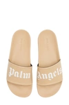 Palm Angels Pool Logo Rubber Slide Sandals In Brown White