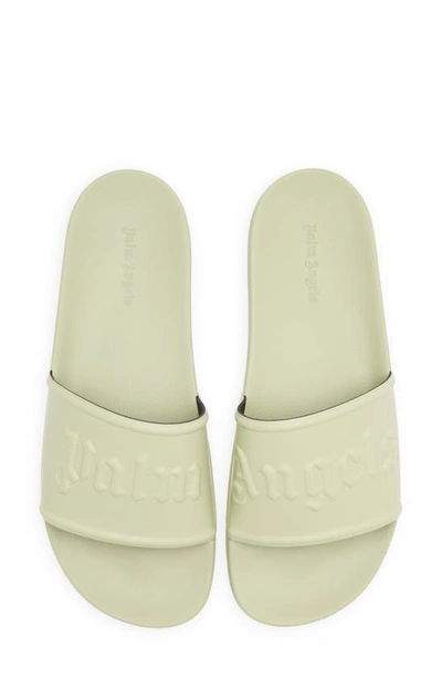 Palm Angels Pool Logo Rubber Slide Sandals In Mint