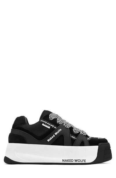 Naked Wolfe Slide Platform Sneaker In Black