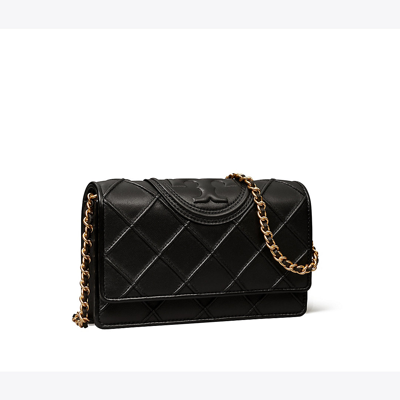Tory Burch Fleming Soft Chain Wallet In Negro