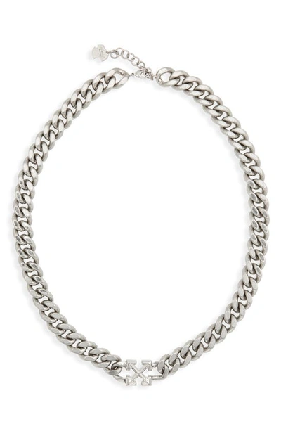 Off-white Arrow Chain Necklace In Silver
