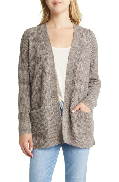 Caslon Open Front Cardigan Sweater In Brown Taupe Heather