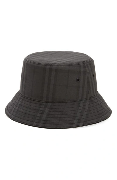 Burberry Tonal Check Cotton Canvas Bucket Hat In Grey