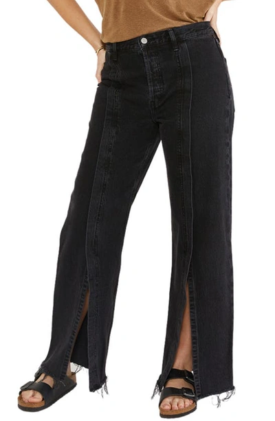 Etica Astrid High Waist Split Hem Relaxed Jeans In Black