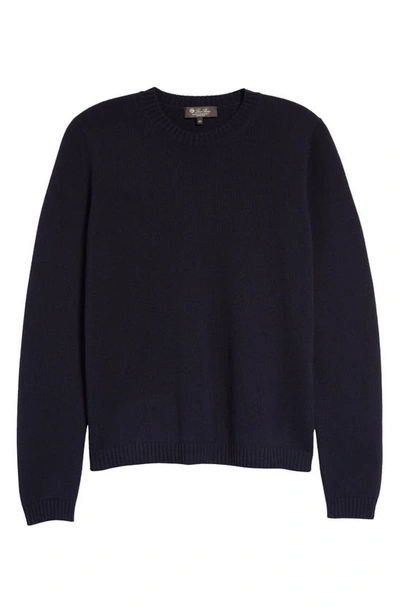 Loro Piana Parksville Crewneck Baby Cashmere Sweater In W000 Blue Navy