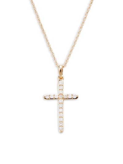 Effy Eny Women's 14k Goldplated Sterling Silver & 0.25 Tcw Diamond Cross Pendant Necklace