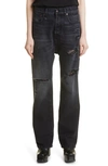 R13 IZZY DISTRESSED TAILORED DROP STRAIGHT LEG JEANS