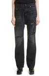 R13 Izzy Distressed Tailored Drop Straight Leg Jeans In Jake Black