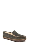 Minnetonka Terese Genuine Shearling Loafer In Charcoal Black