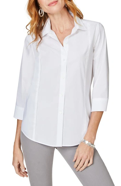 Foxcroft Terri Solid Button-up Shirt In White