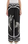 DOLCE & GABBANA ZEBRA PRINT WIDE LEG SILK TWILL PANTS