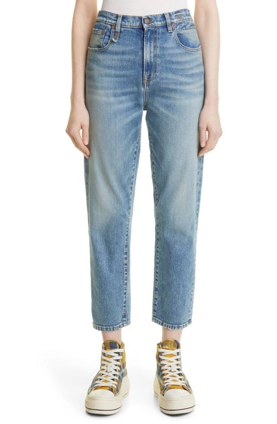 R13 Shelley Distressed Slim Straight Ankle Jeans In Jasper Stretch