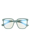 The Book Club Ricehead Inhibited 55mm Square Blue Light Blocking Reading Glasses In Green Bl