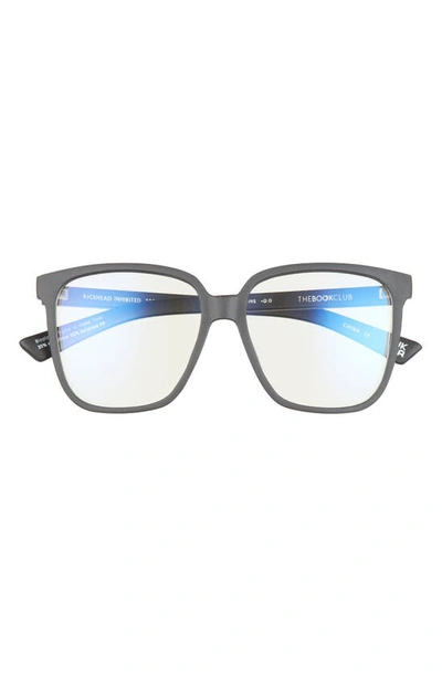 The Book Club Ricehead Inhibited 55mm Square Blue Light Blocking Reading Glasses In Black Bl