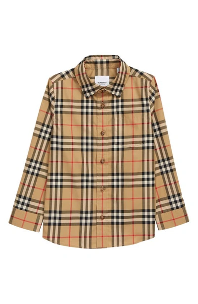 Burberry Kids' Ib5 Mn Owen Long Sleeves Shirt In Brown