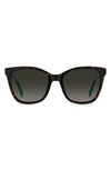 Kate Spade New York Desis 55mm Cat Eye Sunglasses In Havana Green / Brown Gradient