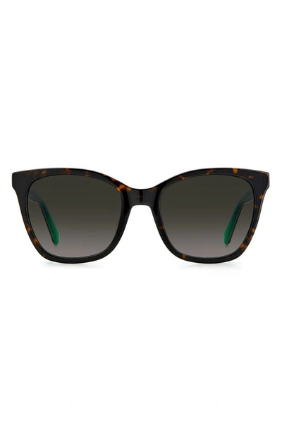 Kate Spade Desis 55mm Cat Eye Sunglasses In Havana Green / Brown Gradient