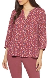 Nydj Three Quarter Sleeve Printed Pintucked Back Blouse In Shelby Dot