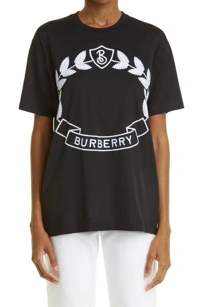 Burberry Oversize Cotton Graphic Tee In Black