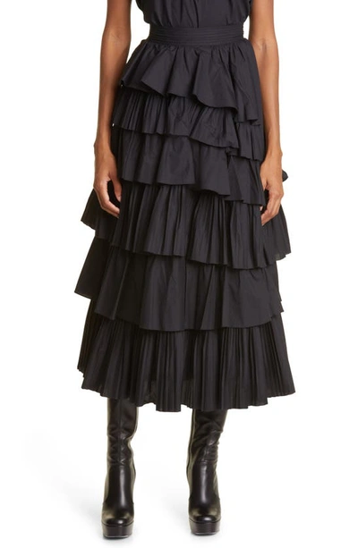 Ulla Johnson Winnie Tiered Ruffle Maxi Skirt In Noir
