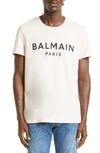 Balmain Flocked Logo T-shirt In White,black