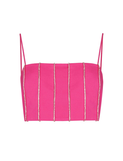 F.ilkk Fucshia Rhinestone Cropped Top