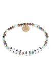 Little Words Project Ride Or Die Stretch Bracelet In Dark Iridecent/ White