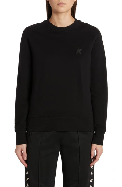 Golden Goose Cotton Sweatshirt With Tone-on-tone Logo Detail In Black