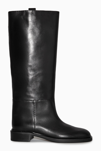 Cos Leather Riding Boots In Black