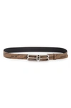 Balenciaga Bb Brown Monogrammed Leather Belt In Beige
