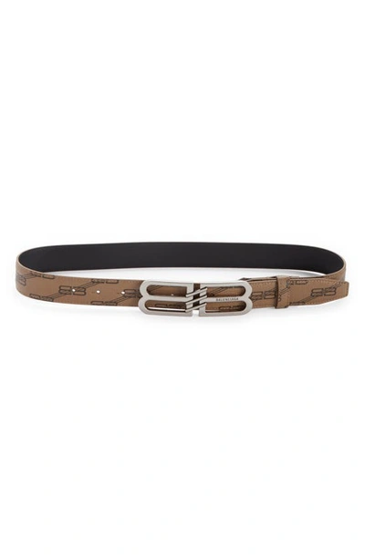 Balenciaga Bb Brown Monogrammed Leather Belt