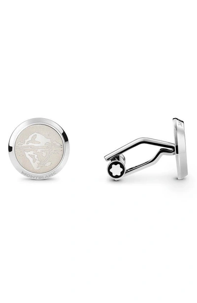 Montblanc Men's 1858 Ocean Stainless Steel Cufflinks In Silver