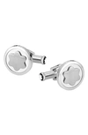 Montblanc Snowcap-emblem Round Cuff Links, Silvertone