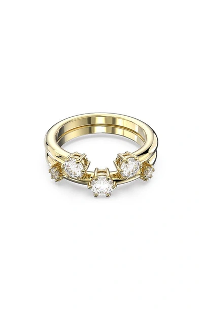 Swarovski Women's Constella 2-piece Goldtone-plated & Crystal Ring Set In White