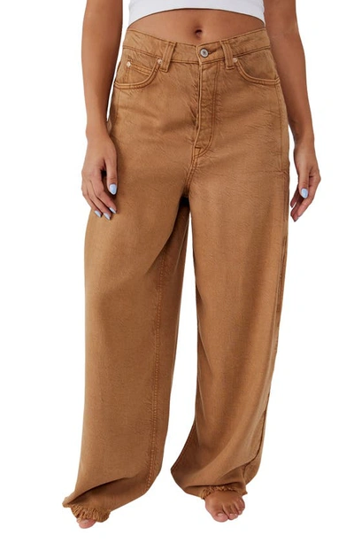 Free People We The Free Old West Slouchy Wide Leg Jeans In Tumbleweed