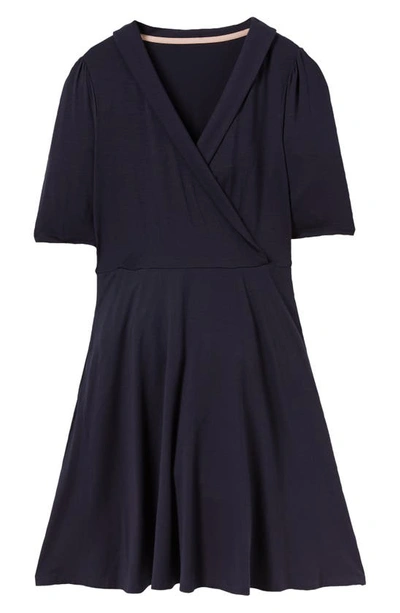 Boden Floral Surplice Fit & Flare Dress In Navy