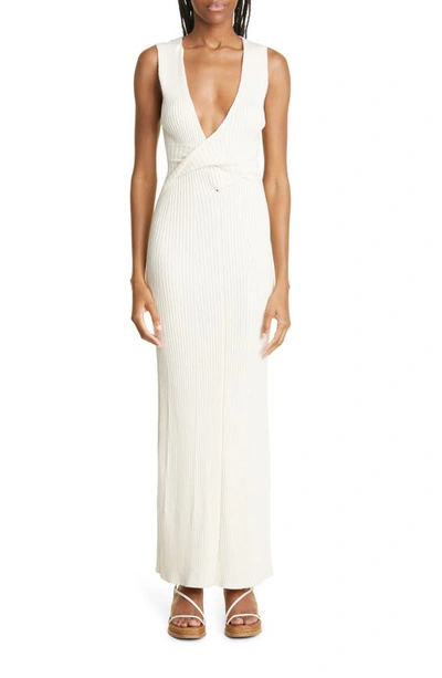 Sir Enes Twist Front Ribbed Cotton Dress In Natural
