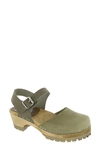 Mia Freja Platform Clog In Khaki Leather