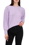 1.state Variegated Cables Crew Sweater In Azalea Purple