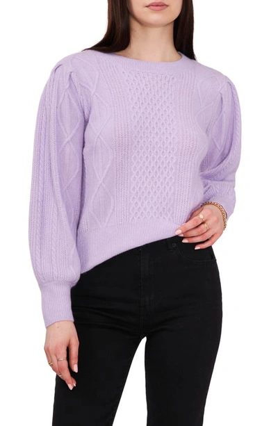 1.state Variegated Cables Crew Sweater In Azalea Purple